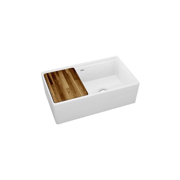 Elkay Fireclay 33 x 20 x 10-1/8 60/40 Double Bowl Farmhouse Sink White with Aqua Divide SWUF3320WH